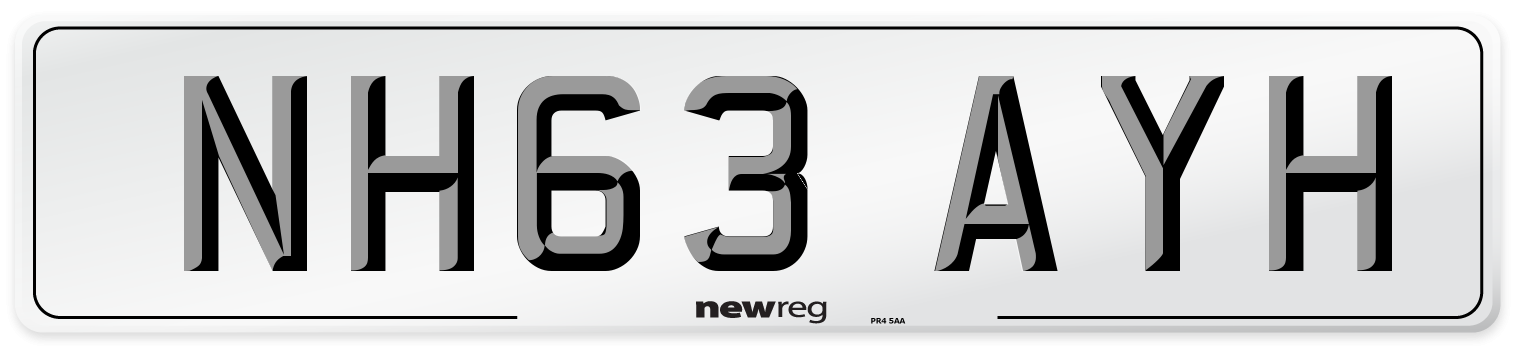 NH63 AYH Number Plate from New Reg